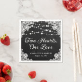 Twee harten een liefde zwart krijtbord bruiloft servet (Insitu)