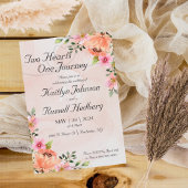 Twee harten één reis | Roze bruiloft uitnodiging