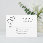 Twee harten Elegant Script RSVP Kaartje (Staand voorkant)