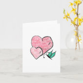 Twee harten en een vlinder  kaart (Gele Bloem)