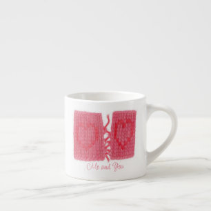 TWEE HARTEN GEBREID Espressiekop + Tekst Espresso Kop