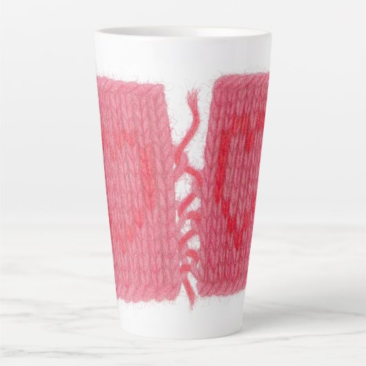 TWEE HARTEN GEBREIDE hoge latte Mok (Voorkant)