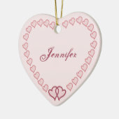 Twee harten getwineerd keramisch ornament (Links)