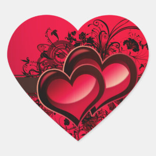 Twee harten hart sticker