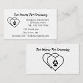 Twee harten houden van huisdieren visitekaartje (Voorkant / Achterkant)