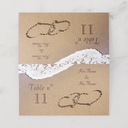 Twee harten in de zand (Buitenkant ongevouwen)