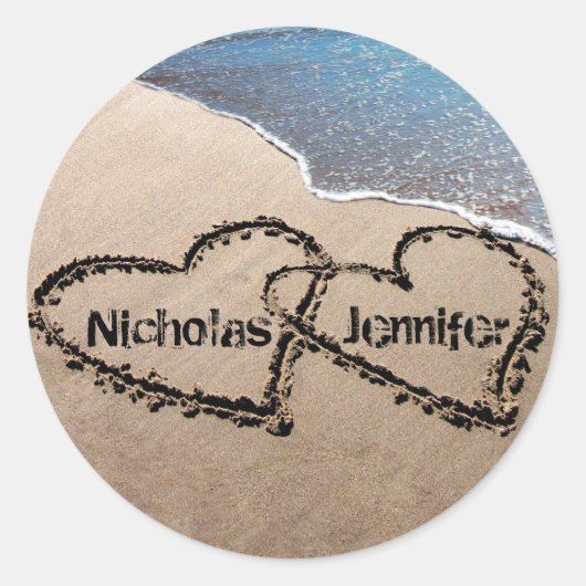 Twee harten in de Zand Beach Seals Stickers (Voorkant)