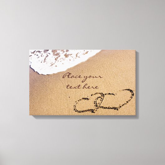 Twee harten in de zand canvas afdruk (Voorkant)