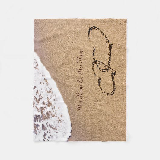 Twee harten in de zand fleece deken (Voorkant)