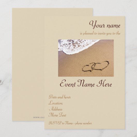 Twee harten in de zand kaart (Voorkant / Achterkant)