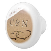 Twee harten in de zand keramische knop (Rechts)