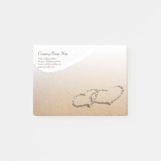 Twee harten in de zand post-it® notes