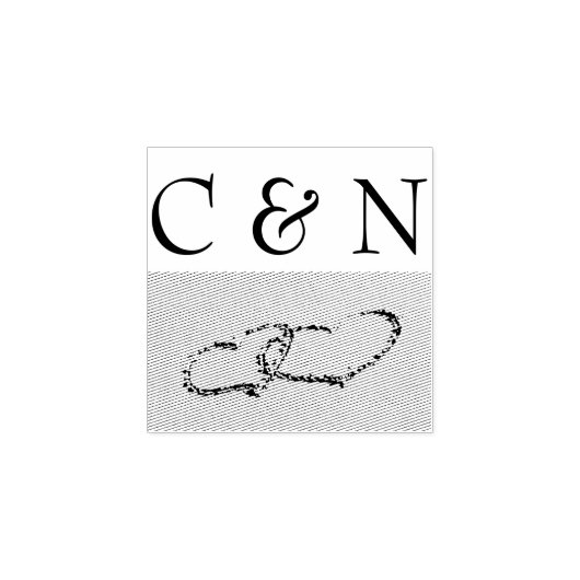 Twee harten in de zand 	rubberstempel (Afrduk)