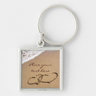 Twee harten in de zand sleutelhanger