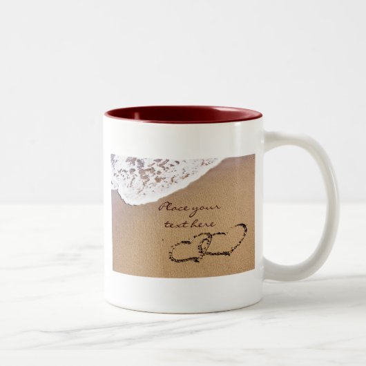 Twee harten in de zand tweekleurige koffiemok (Rechts)