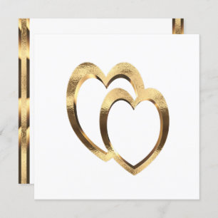 Twee harten in Faux Gold Verloving Invitation