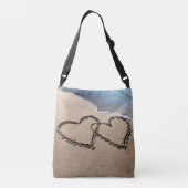 Twee harten in het zand Custom All Over Print Bag Crossbody Tas (Achterkant)