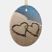 Twee harten in het zand Ornament (Rechts)