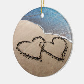 Twee harten in het zand Ornament (Links)
