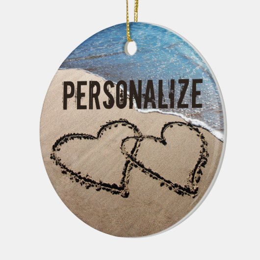 Twee harten in het zand Ornament (Links)