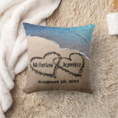 Twee harten in het zand strand bruiloft kussen (Deken)