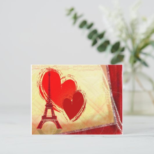 Twee harten in Parijs Briefkaart (Staand voorkant)