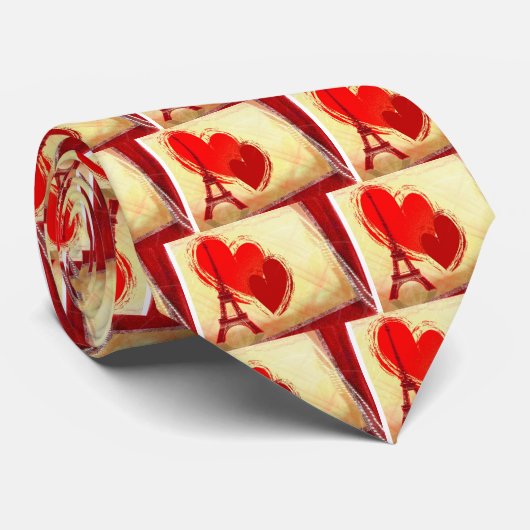 Twee harten in Parijs Stropdas (Opgerold)