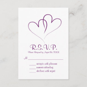 Twee harten intertwond Wedding RSVP-kaart RSVP Kaartje