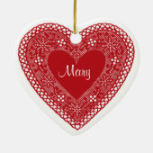 Twee harten kant keramisch ornament (Achterkant)