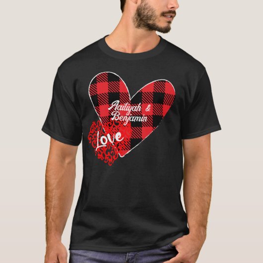 Twee harten Liefde personaliseren T-Shirt (Voorkant)