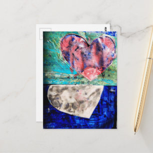 Twee harten Mixed Media Briefkaart