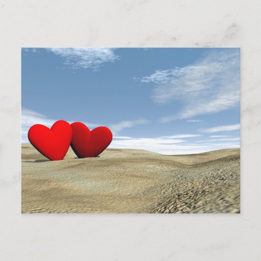 Twee harten op het strand - 3D rendering Briefkaart (Voorkant)