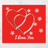 twee harten, romantische bruiloft. Gepersonaliseer Sparkling Wijnetiket (Enkel label)