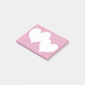 Twee harten roze noten post-it® notes (Schuin)