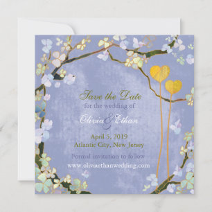 Twee harten Rustic Blue Wedding Save the Date