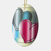 twee harten samen en heldere kleuren keramisch ornament (Links)