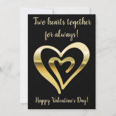 Twee harten samen metaalgoud Valentijnsdag Feestdagenkaart (Voorkant)