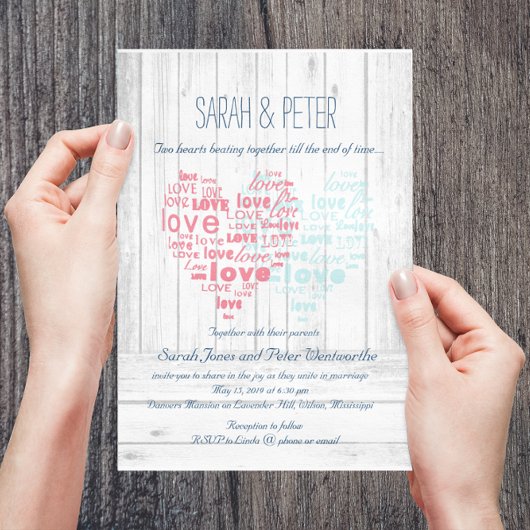 Twee harten samen slaan/Sweet Rustic Wedding Kaart