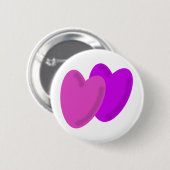 Twee harten slaan als één ronde button 5,7 cm (Voorkant /achterkant)