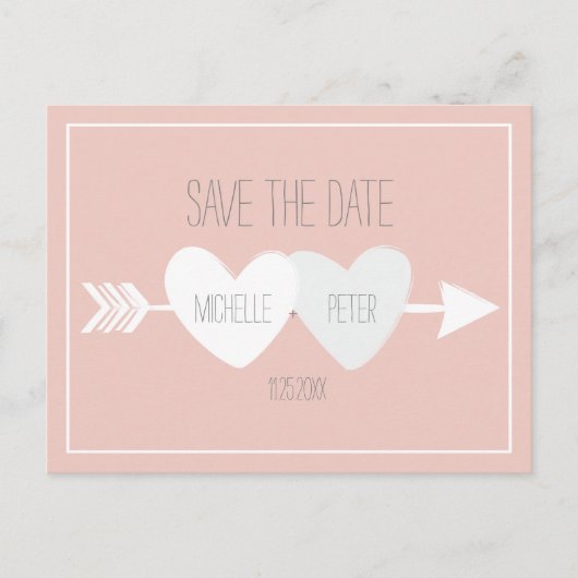 Twee harten sparen de Datum Aankondigingskaart (Voorkant)