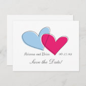 Twee harten sparen de Datum Aankondigingskaart (Voorkant / Achterkant)