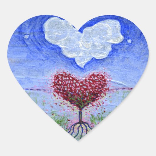 Twee harten surrealistische kunst hart sticker (Voorkant)