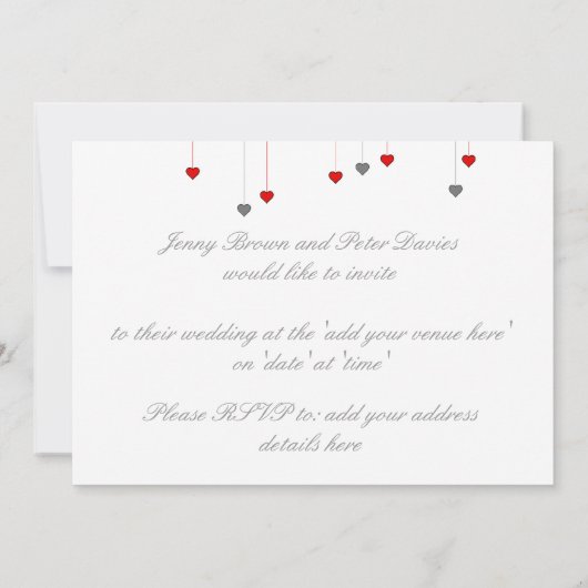 Twee harten trouwuitnodiging kaart (Achterkant)