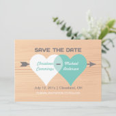Twee harten verenigd Save the Date Kaart (Staand voorkant)