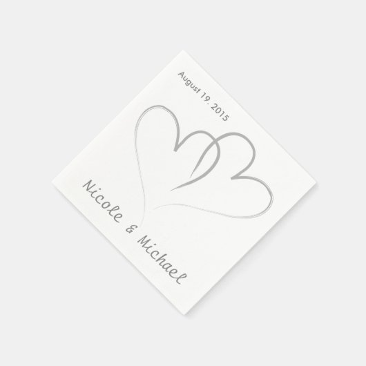 Twee harten verweven bruiloft papieren servetten. servet (Hoek)