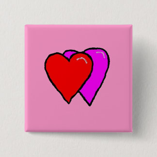 Twee harten vierkante button 5,1 cm
