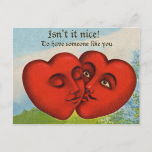 Twee harten zoenen,  Valentijnsdag Briefkaart