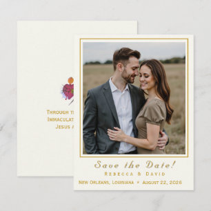 Twee Hartens Katholieke Platte Save The Date Kaart