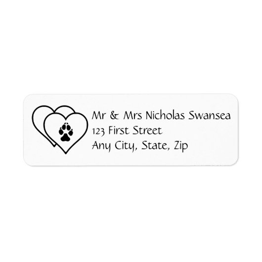 Twee Hearts Love Animals Pet Rescue Address Label (Voorkant)