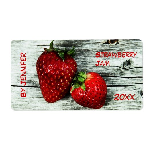 Twee heerlijke aardbeien jam label (Voorkant)